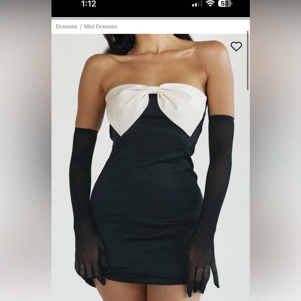 Princess Polly Kesy Bow Tie Mini Dress Black NWT